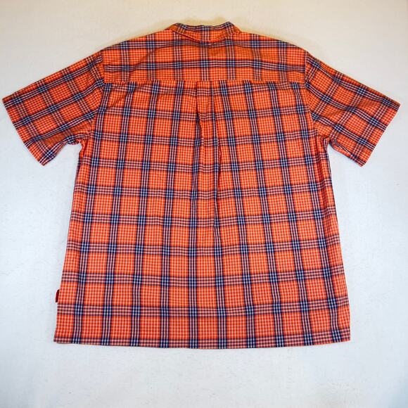 Structure Button Shirt Men's L Orange Blue Plaid Short Sleeve Vintage Skater - Picture 5 of 9